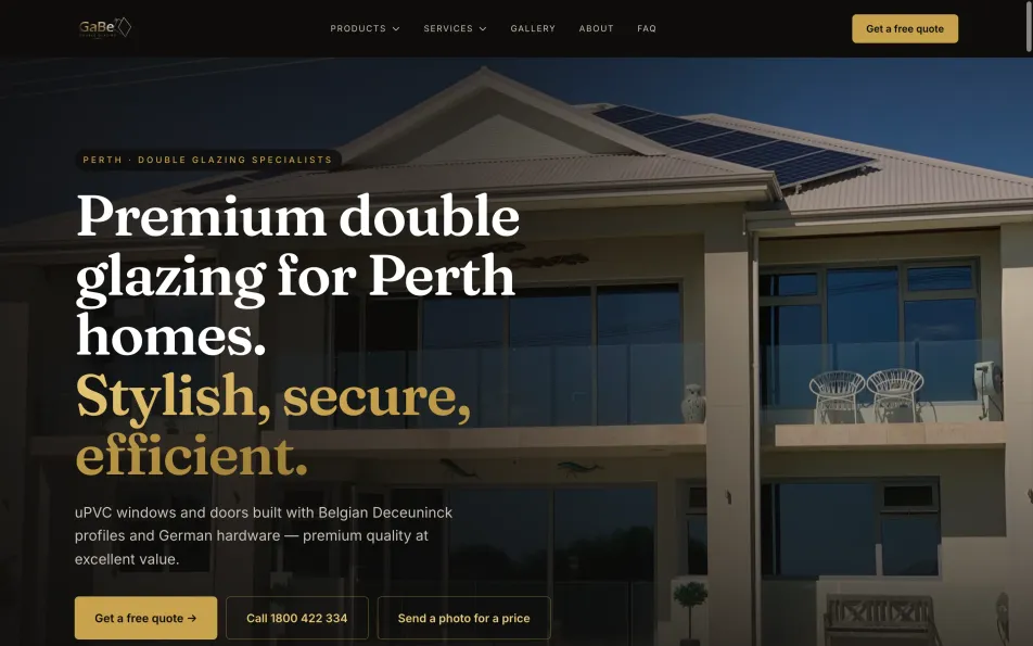 The GaBe Double Glazing homepage, live